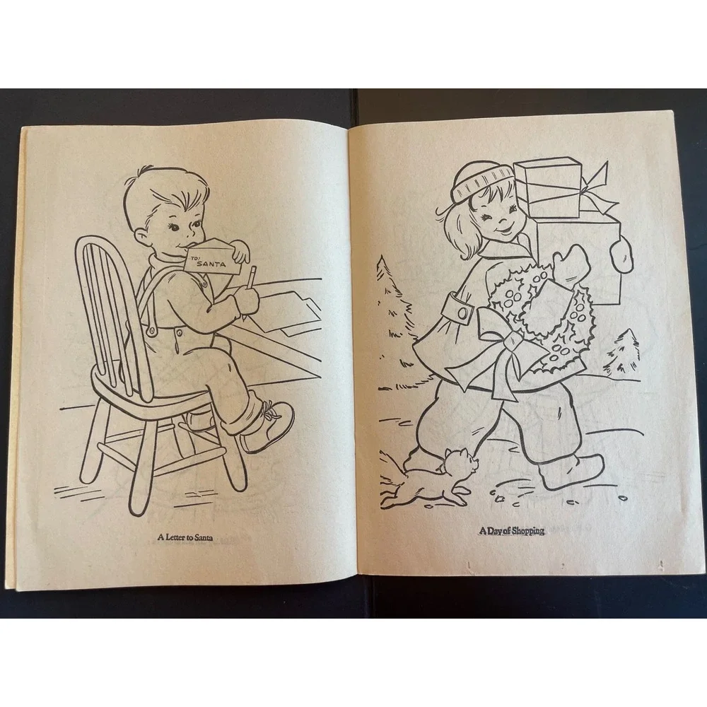 Vintage Christmas Coloring Book Santa‎ Elves Lowe Unused